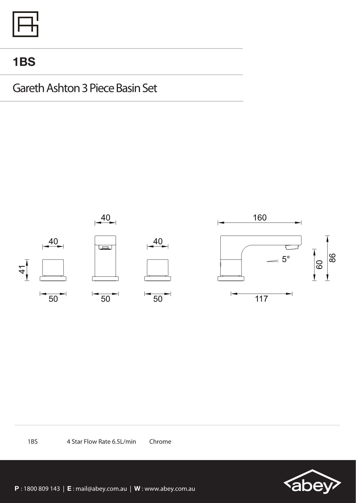 Chrome Park Avenue 3 Piece Basin Set