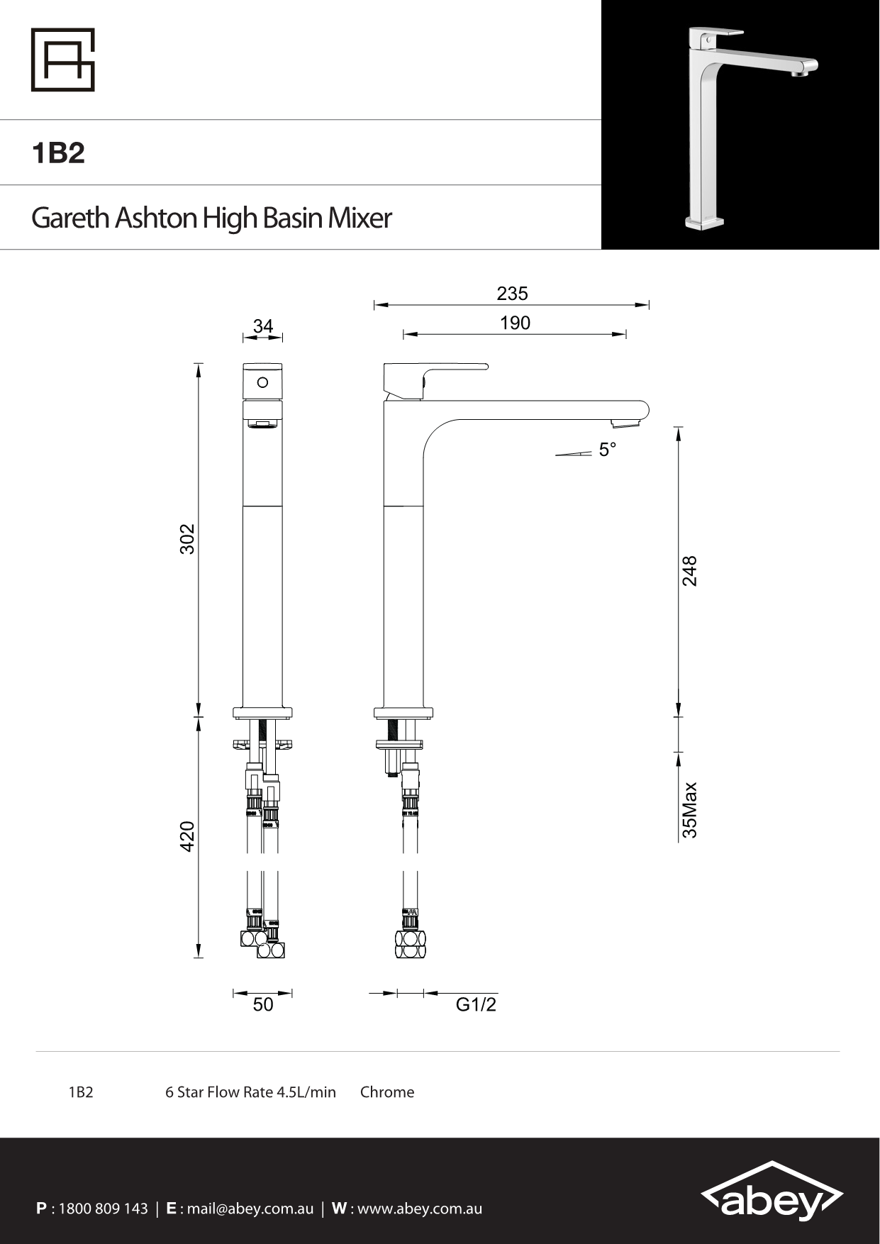 Gun Metal Park Avnue High Basin Mixer