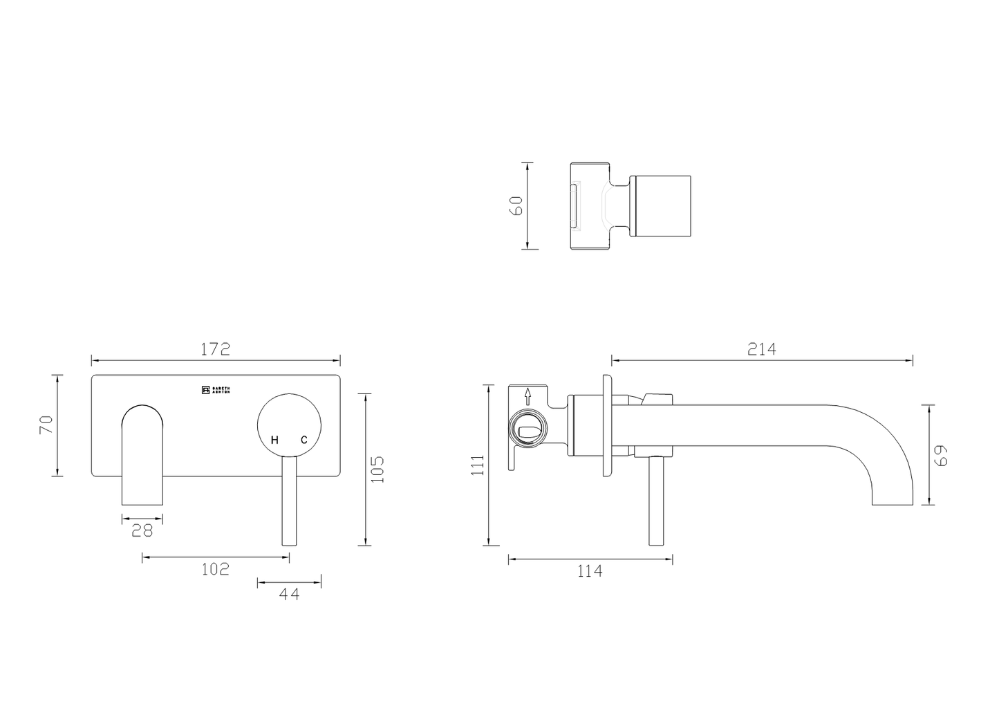 Black Lucia Square Basin Set