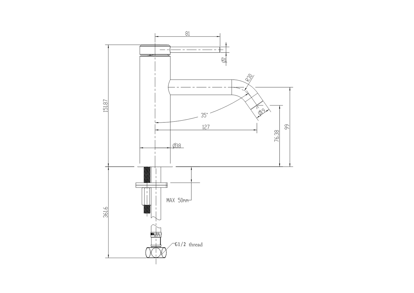 Brushed Brass Poco Basin Mixer