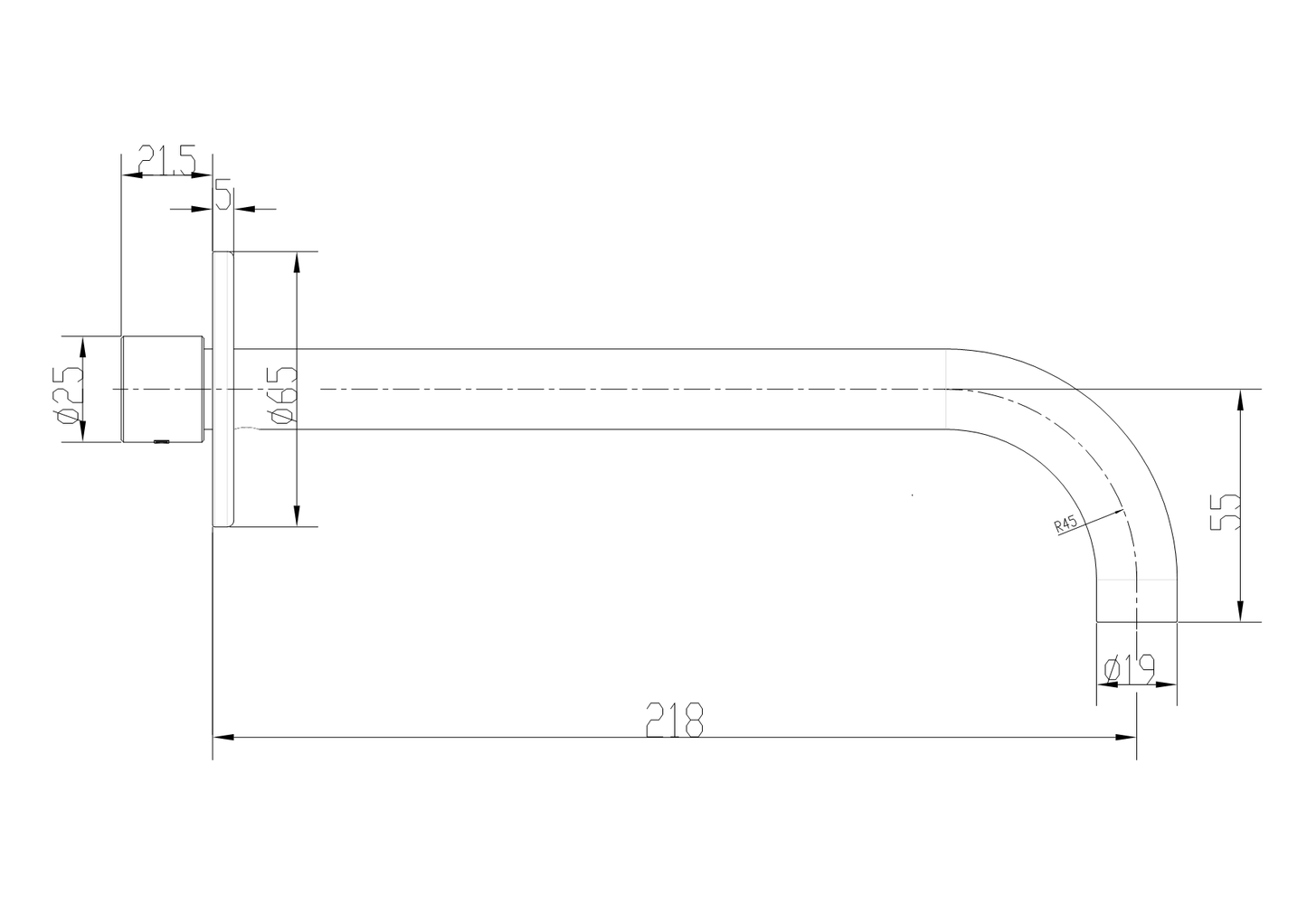 Gun Metal Poco Basin Spout 220mm