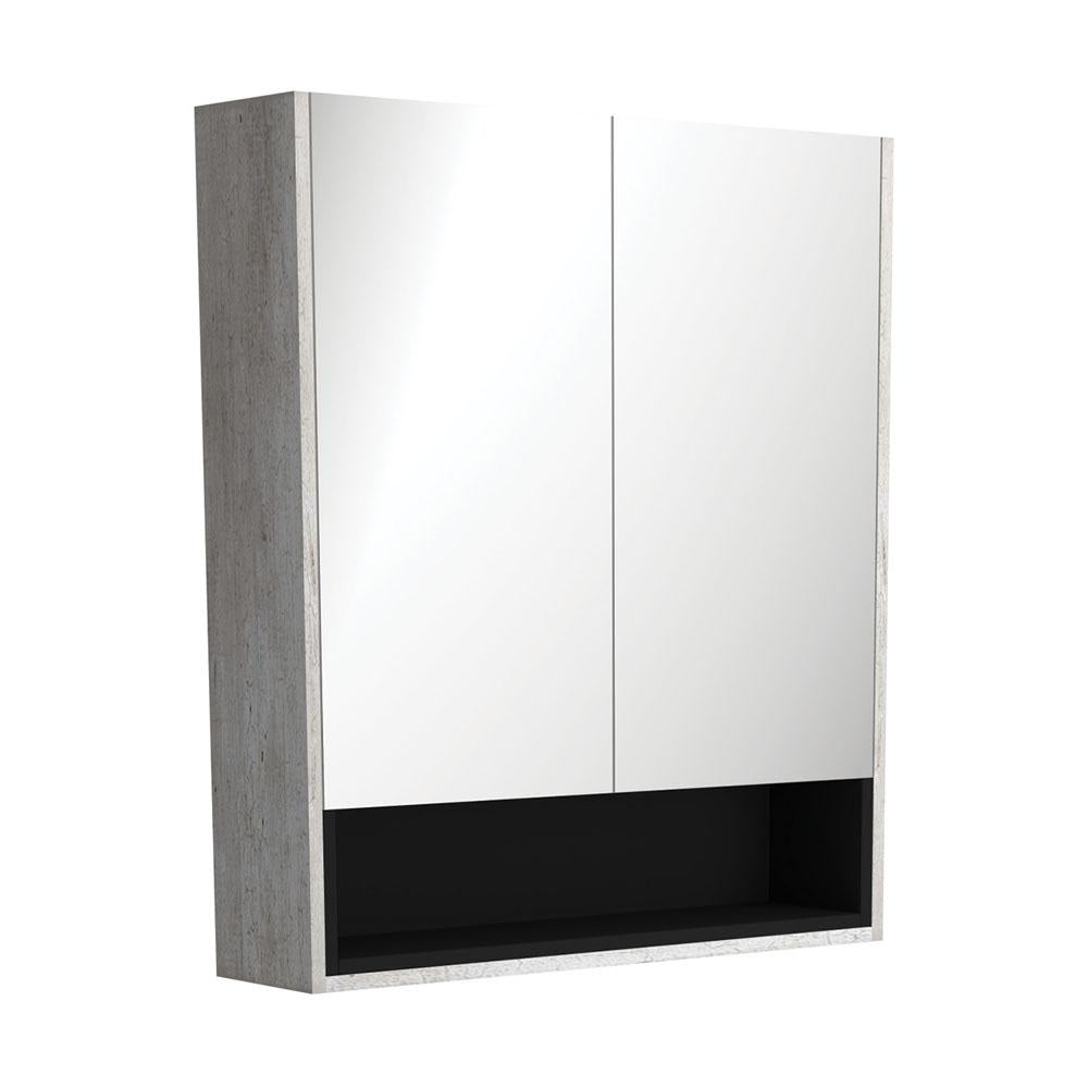 750, Industrial Undershelf Mirror Cabinet, Matte Black Insert
