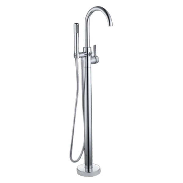 Chrome Lucia Floor Mounted Bath Mixer with Hand Shower