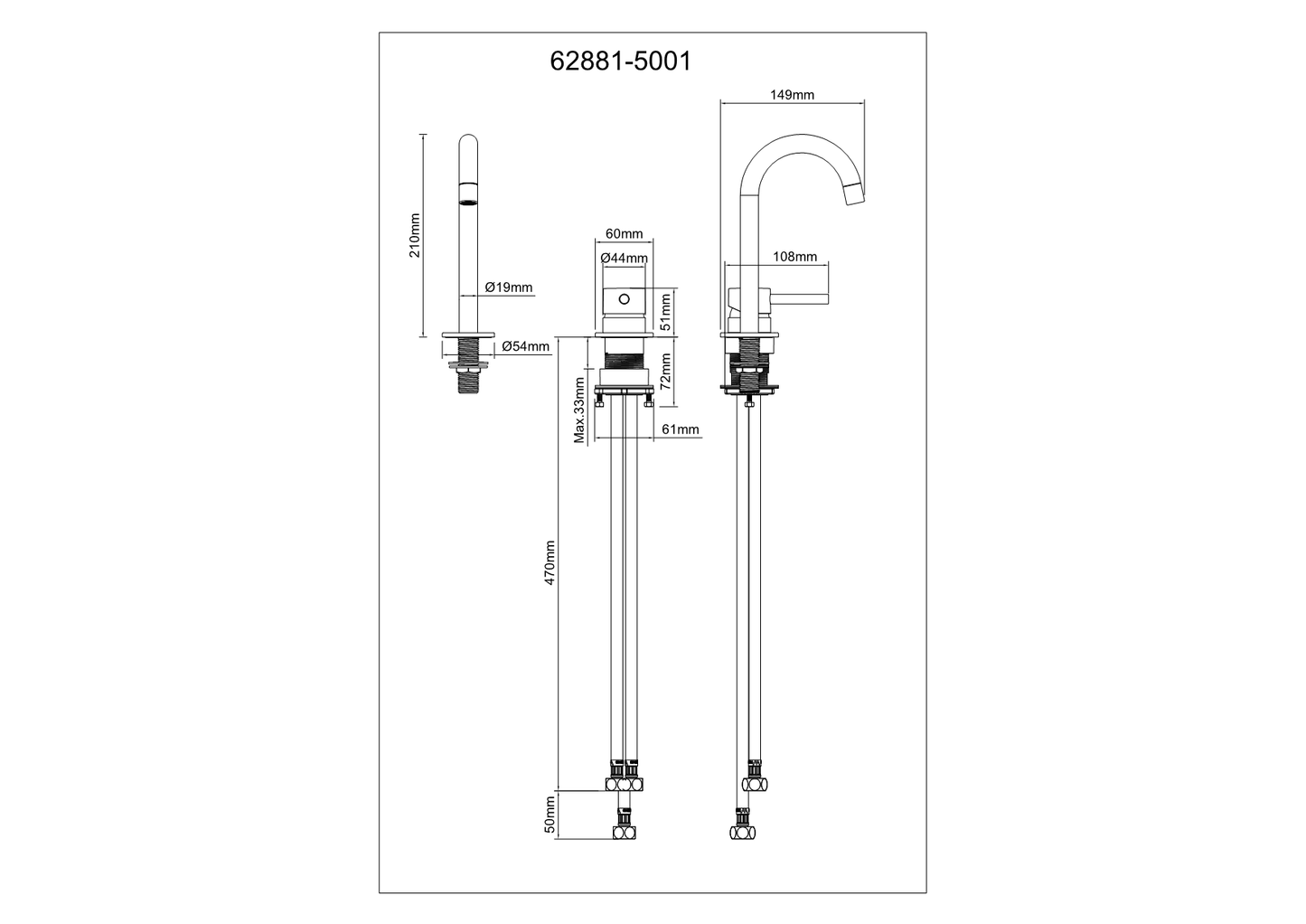 Chrome Lucia Basin Hob Spout
