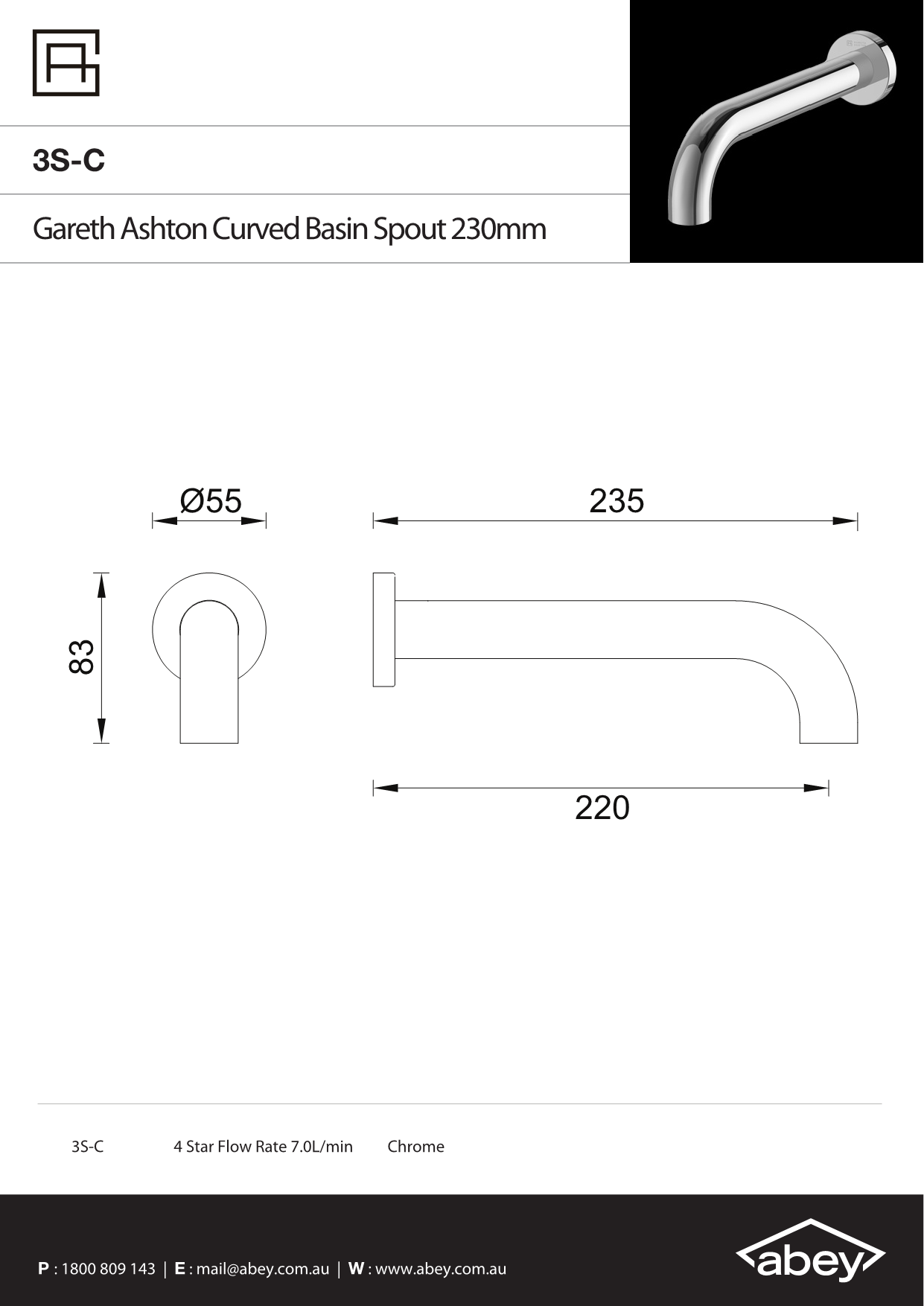 Brushed Nickel Lucia Curved Basin & Bath Spout 230mm