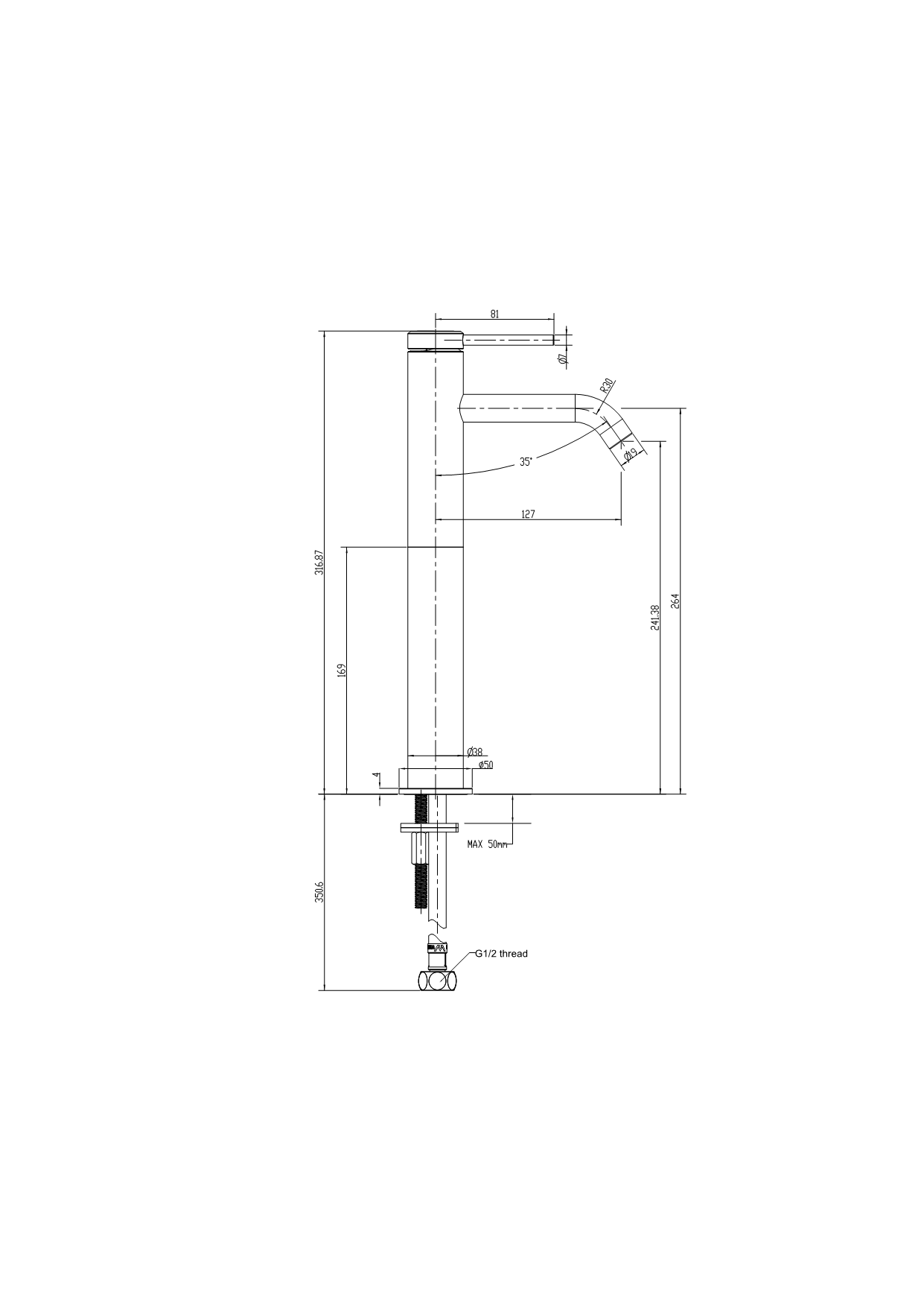 Chrome Poco Hi Basin Mixer
