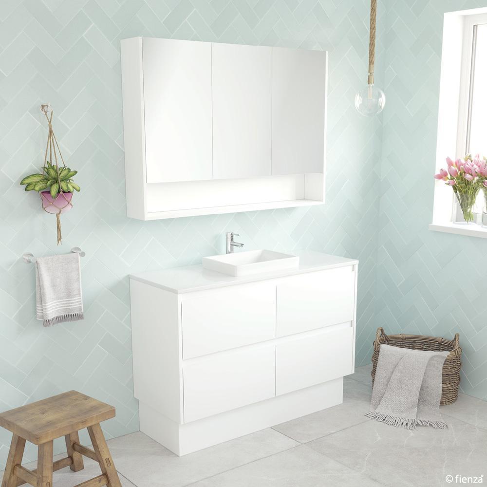 Sarah Semi-Inset, Crystal Amato 1200, Matte White Vanity on Kick