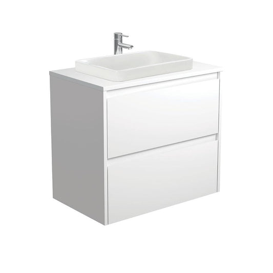Sarah Semi-Inset, Crystal Amato 750, Matte White, Vanity, Wall Hung