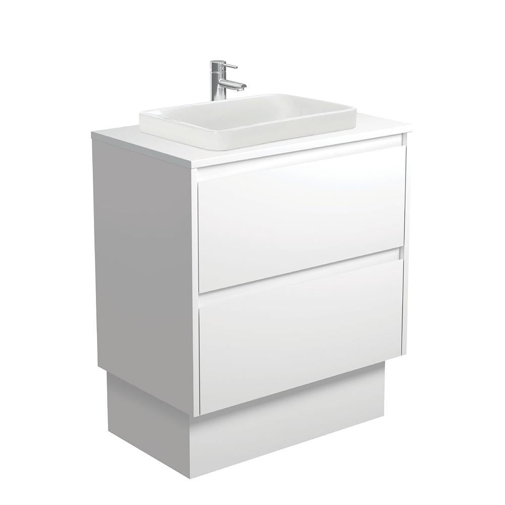 Sarah Semi-Inset, Crystal Amato 750, Matte White, Vanity on Kick