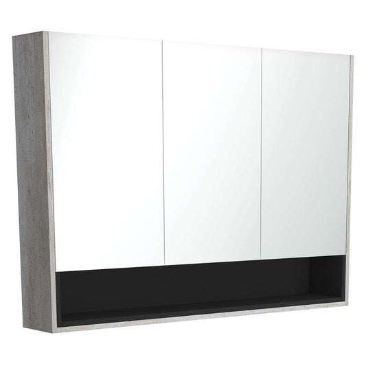 1200, Industrial Undershelf Mirror Cabinet, Matte Black Insert