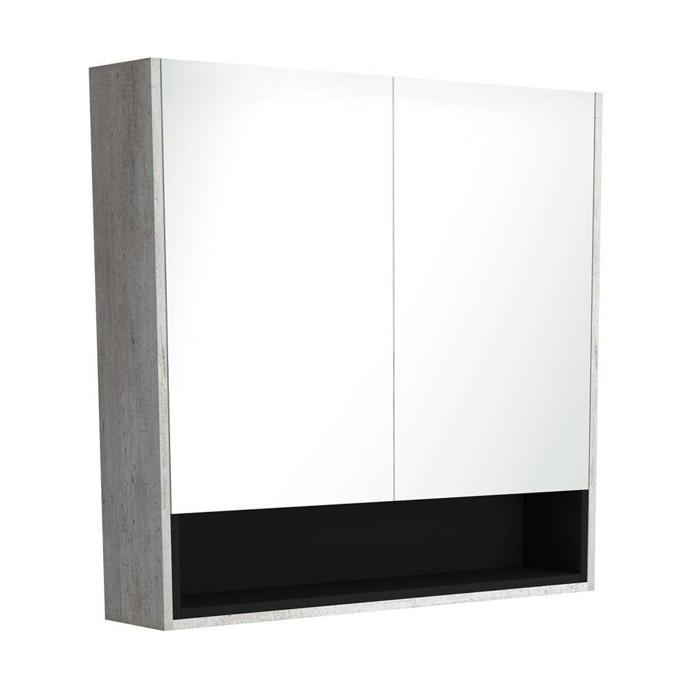900, Industrial Undershelf Mirror Cabinet, Matte Black Insert