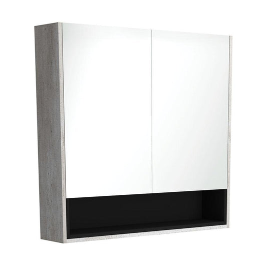 900, Industrial Undershelf Mirror Cabinet, Matte Black Insert