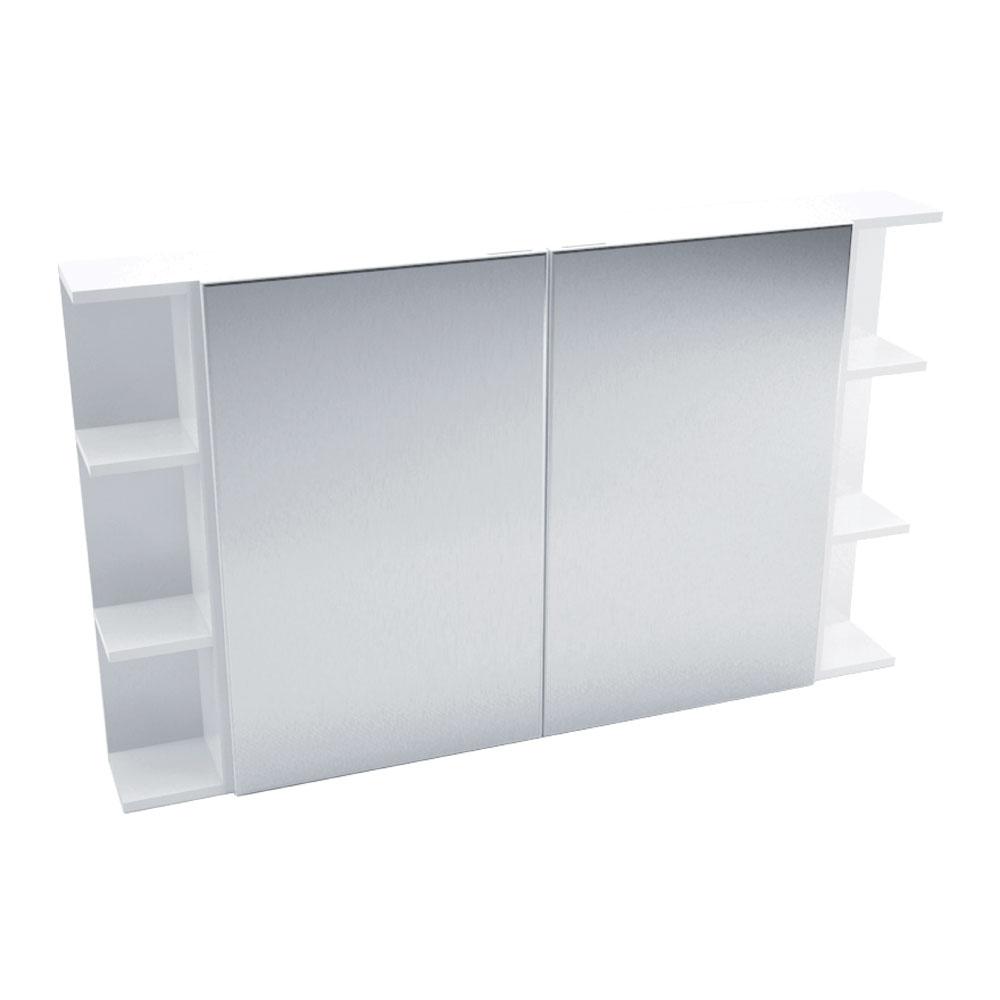 900 Mirror Cabinet, Pencil Edge + 2 Side Shelves