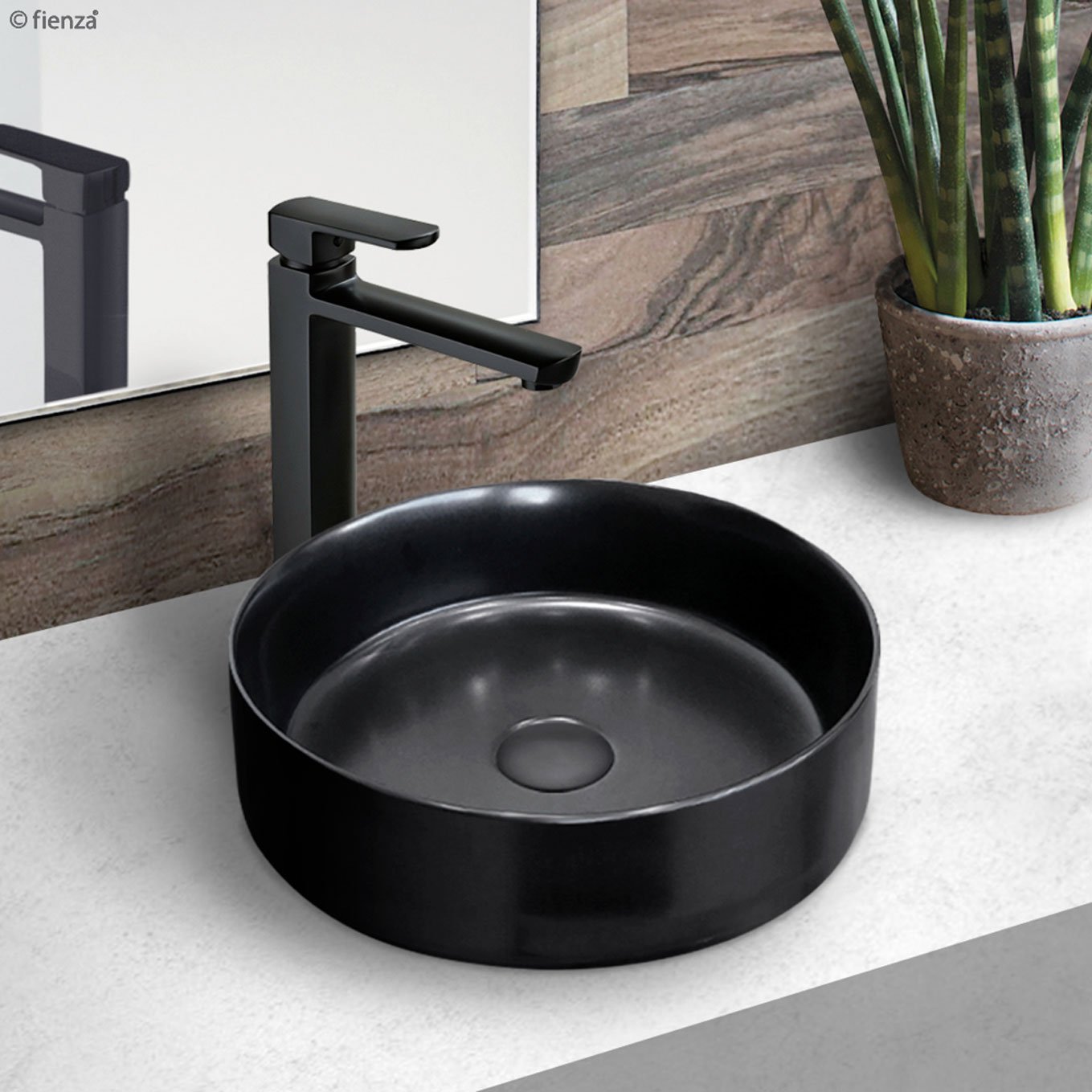 REBA Matte Black Above Counter Basin