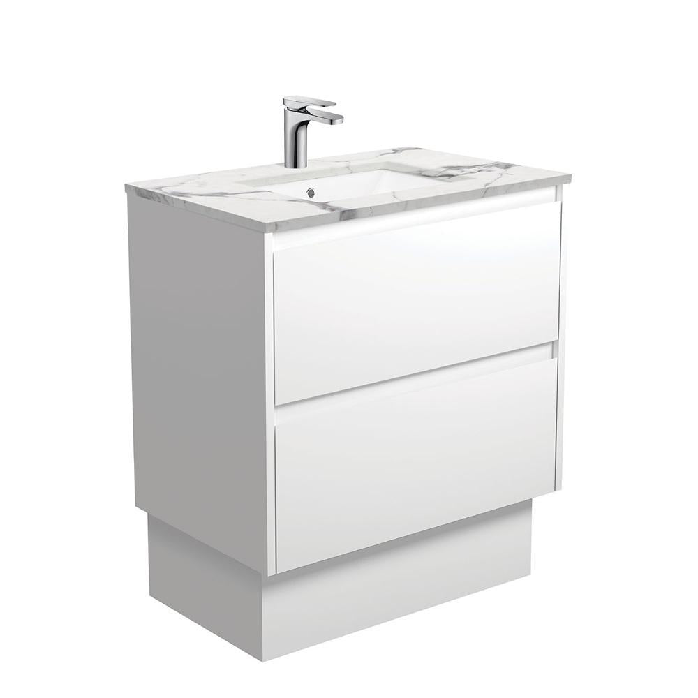Sarah Calacatta Undermount, Amato 750, Matte White, Vanity on Kick